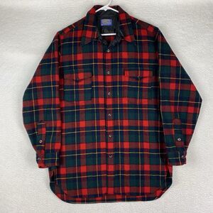 Vintage Pendleton Shirt‎ Mens Size 17 Red Green Plaid Wool Flannel 70s Cottage